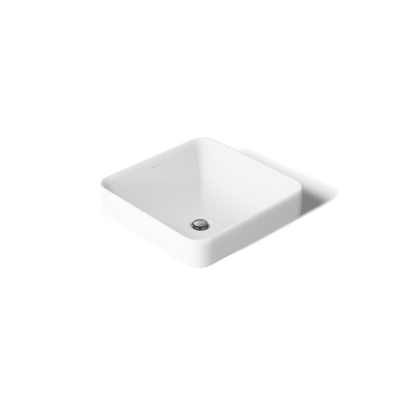 Vox Ceramic Square Vessel Bathroom Sink with Overflow, White
