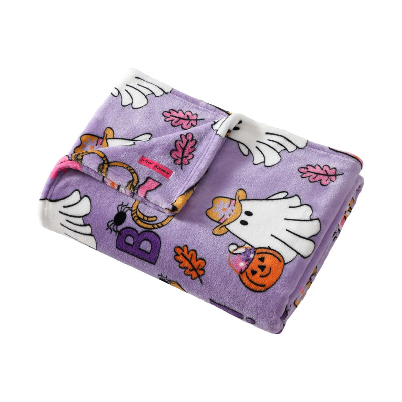 Couvertures en molleton doux Betsey Johnson, Jeté, Howdy Ghouls - mauve