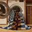 Tapis brun à carreaux lavable à la machine-1986069839