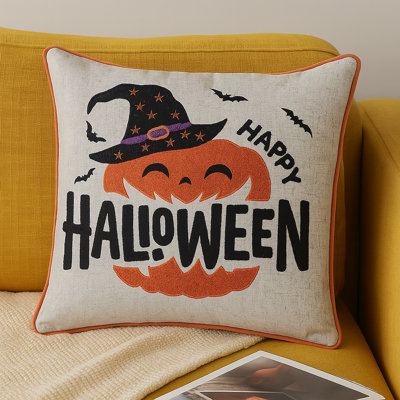 Happy Halloween Pumpkin Witch Throw Pillow