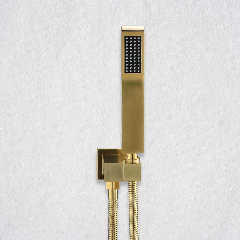Golden Ceiling Mounted Shower With 10" Head & Handheld - Brass, Brings Natural Rainfall Touch, Self-Cleaning Nozzle, Suits To American Standard Pipe Connections In Gold Handheld, Provides Conforms
