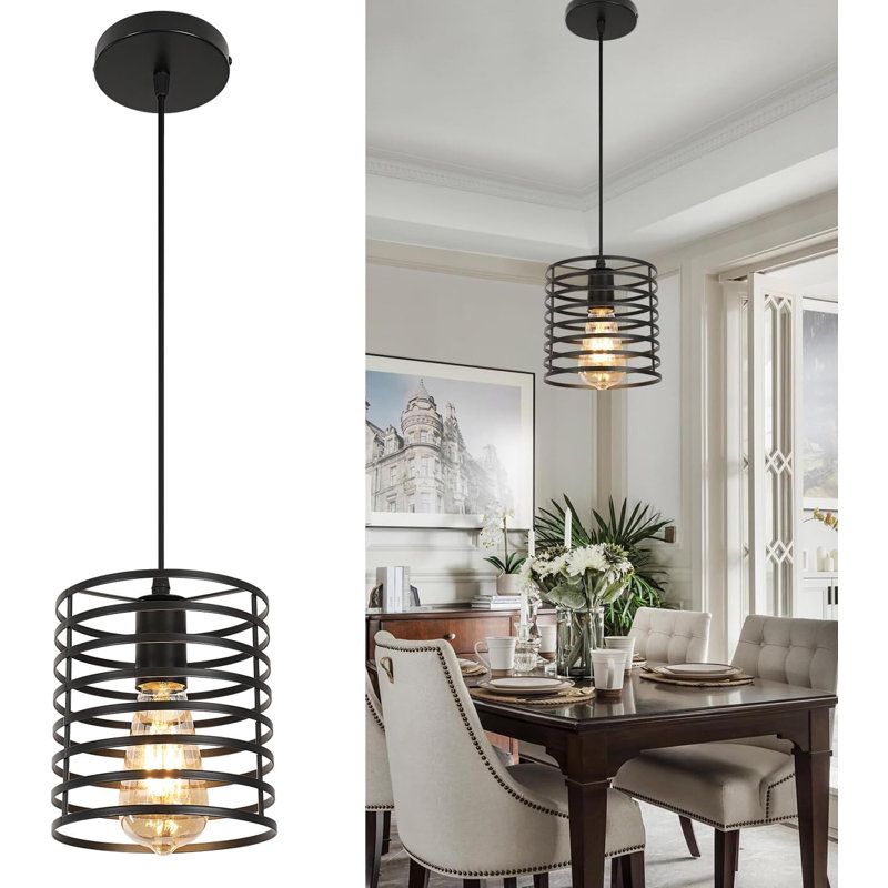 Luminaire suspendu simple noir mat à 1 lumière Tylah