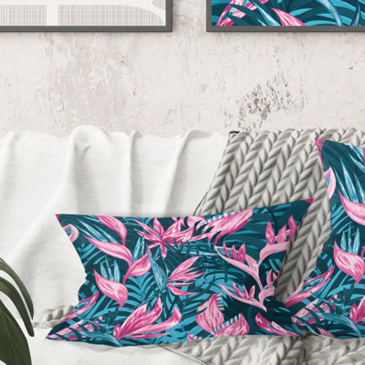 HanddrawnTropical Flowers - Mid-Century ModernPrinted Throw Pillow