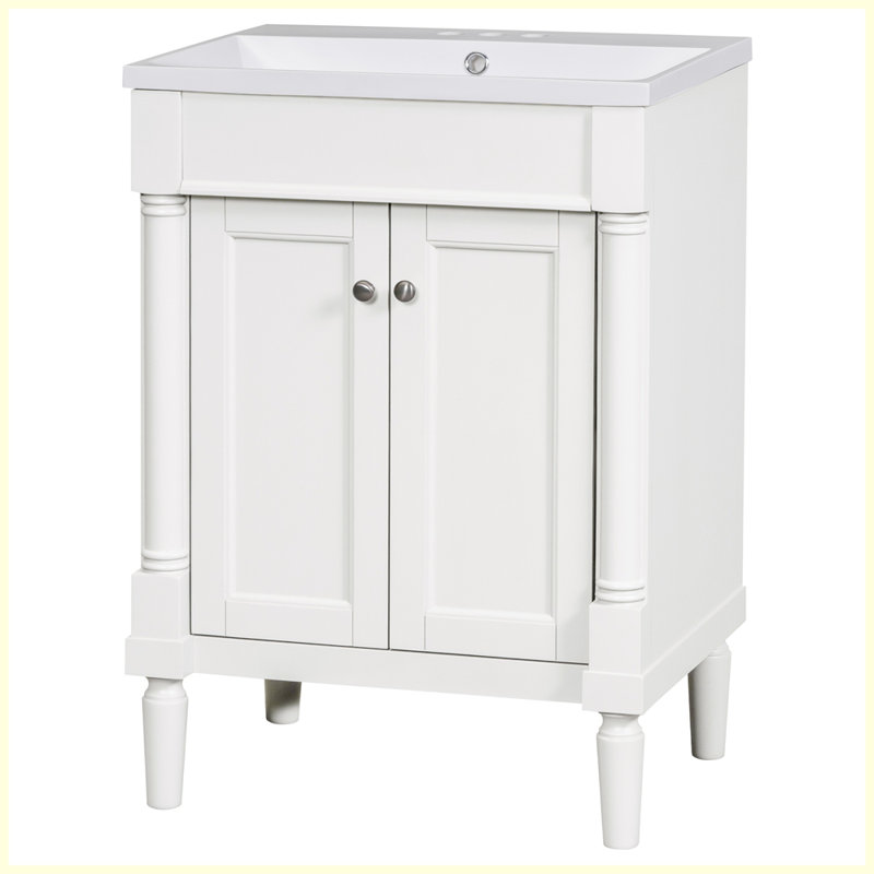 Meuble-lavabo moderne avec lavabo supérieur, Blanc