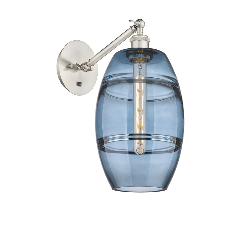 Applique murale en acier Vaz, Bleu princesse, Nickel satiné brossé