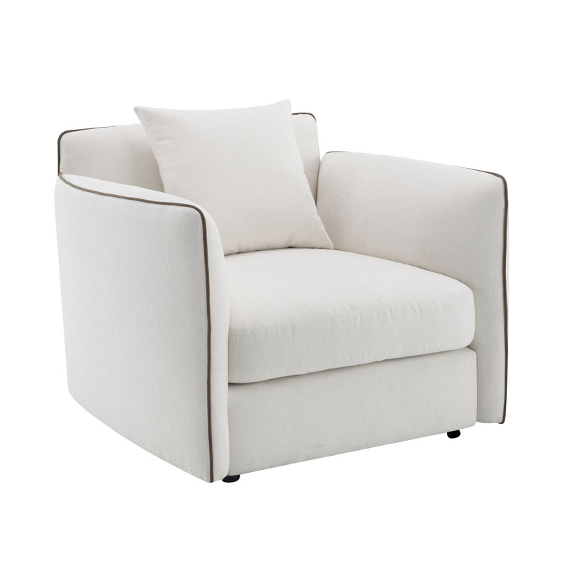 Chaise en chenille beige avec oreiller Yolanda