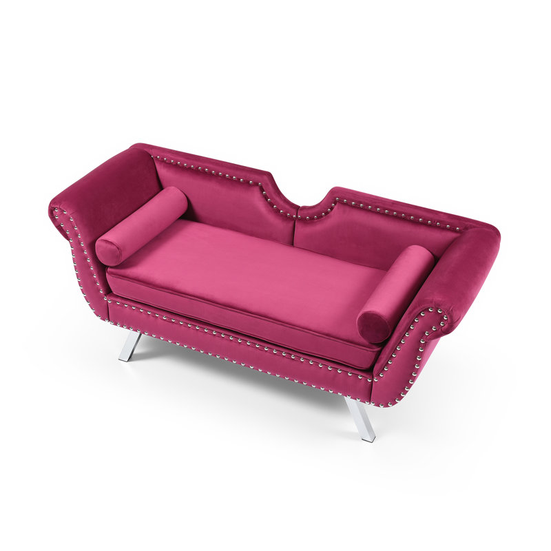 Causeuse en velours à accoudoirs évasés de 61 po Egarr, Rose