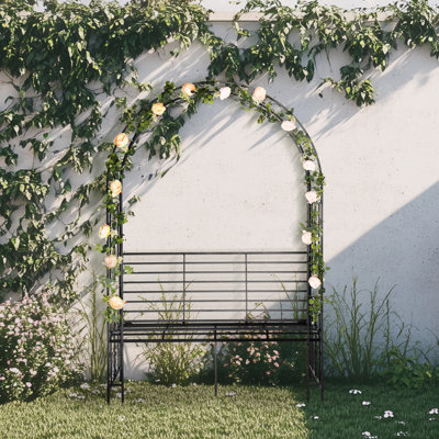 6.7' H Metal Outdoor Arbor With Bench