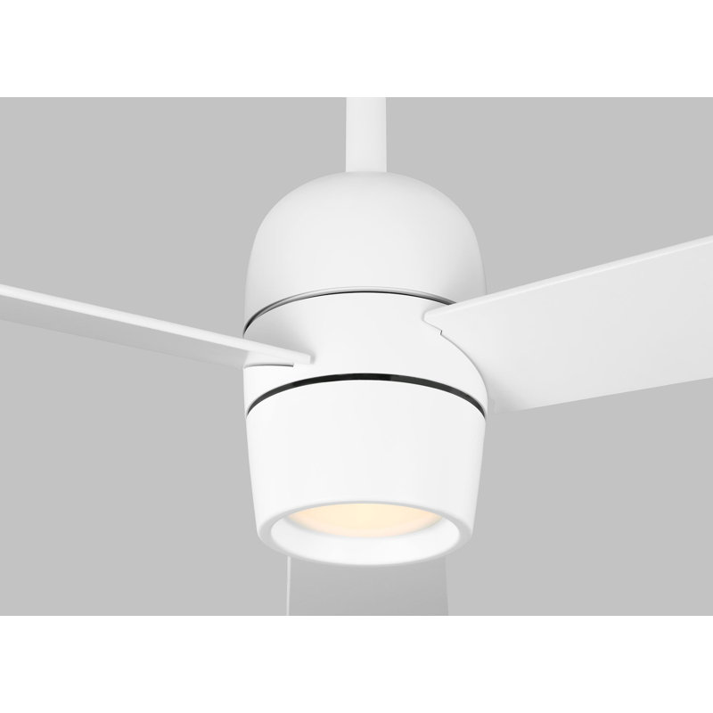 Alba LED Downrod Ceiling Fan, Matte White with White Blades