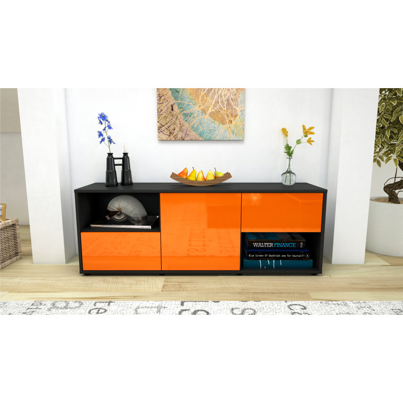 Wurth TV Stand for TVs up to 60", High-gloss Orange / Matte Anthracite
