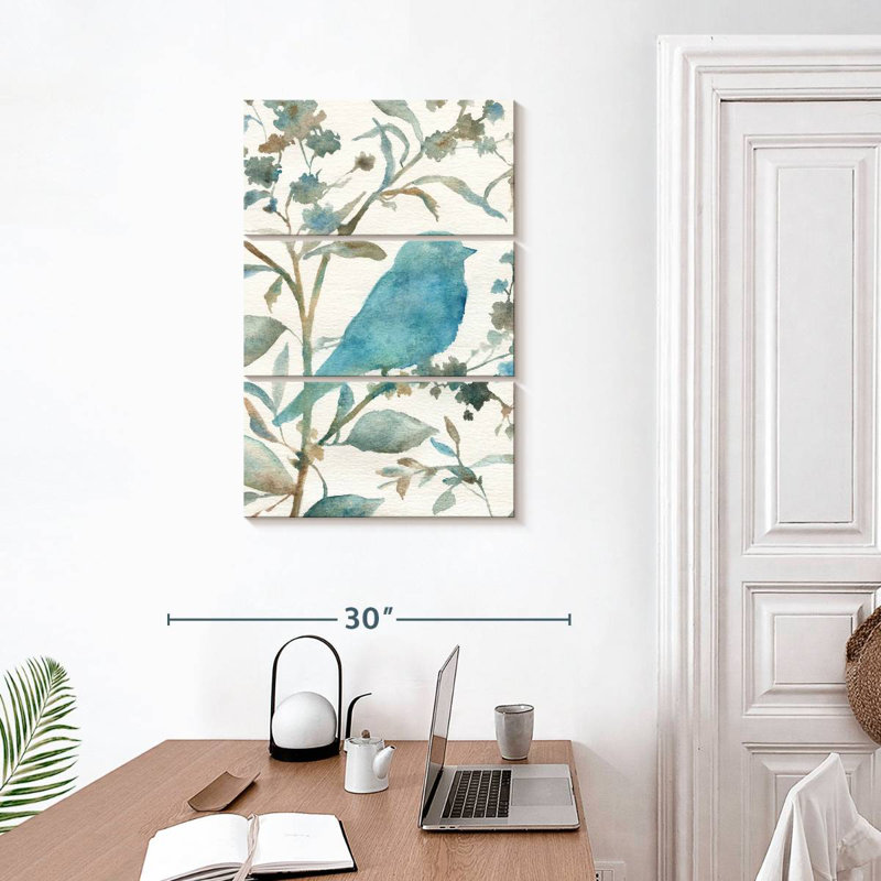 Teal Bluebird Silhouette III, H 32" x l 20"