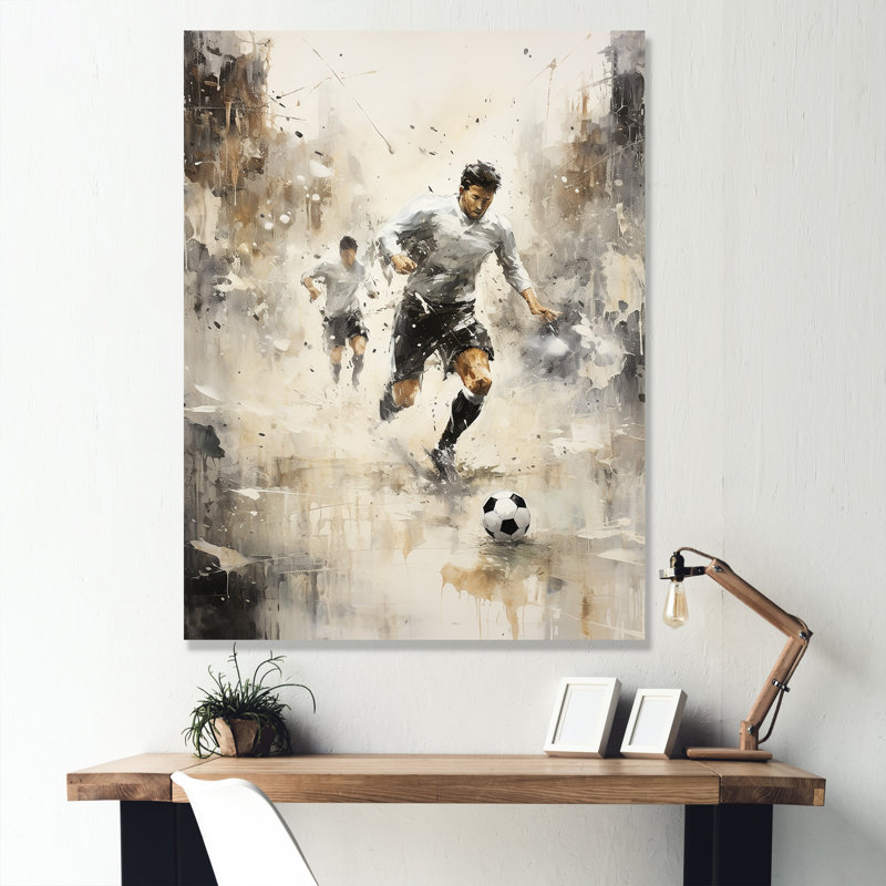Rendez-vous de soccer gris minimaliste I, Toile tendue, H 40 po x l 30 po x P 1,5 po
