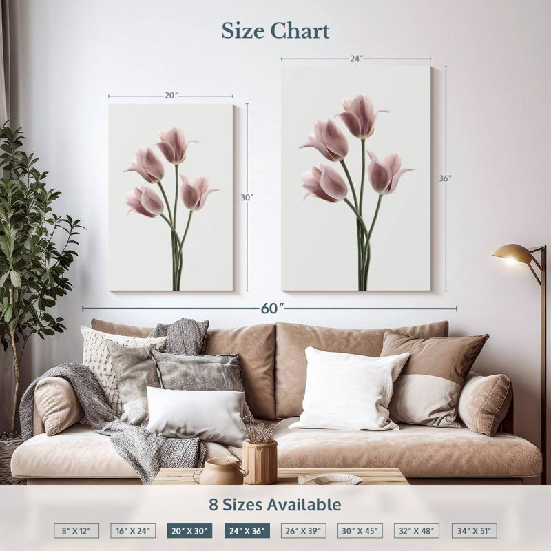 Harnek tulipes rose, H 36 po x l 24 po