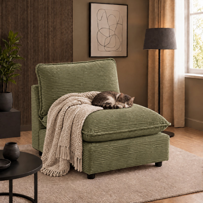 Canapé modulaire 31,5 po Heffernan, Velours côtelé vert