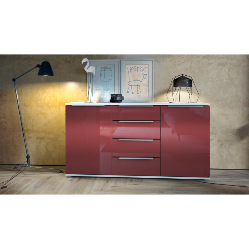 Adriannah Sideboard, High-Gloss Burgundy