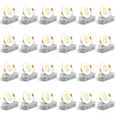 Panneau DEL encastré extra-plat 6 pouces (15 cm), 12 W, 1050 lm, intensité variable, blanc, lot de 6, température de couleur sélectionnable de 2700 K à 5000 K, IRC 80, gradation de 5 à 100 %, blanc