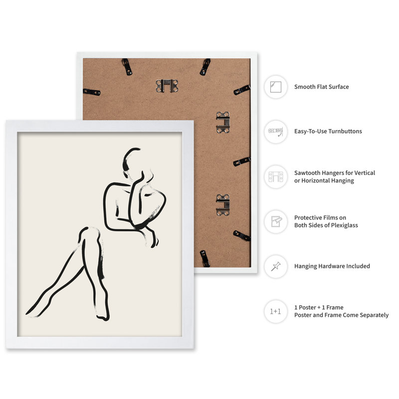 Silhouette féminine n ° 1, Poster, 24"H x 32"W, White Framed