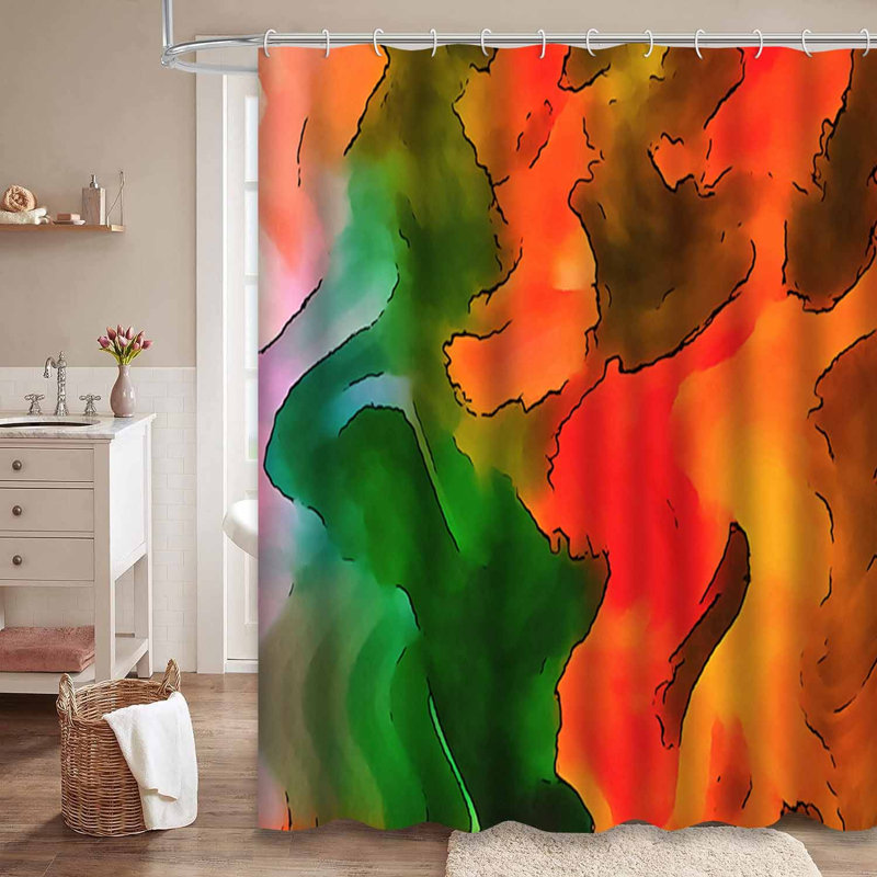 Aquarelle abstraite, vagues colorées, caricature psychédélique «Little Wet» avec 12 crochets, L 72 po x l 72 po