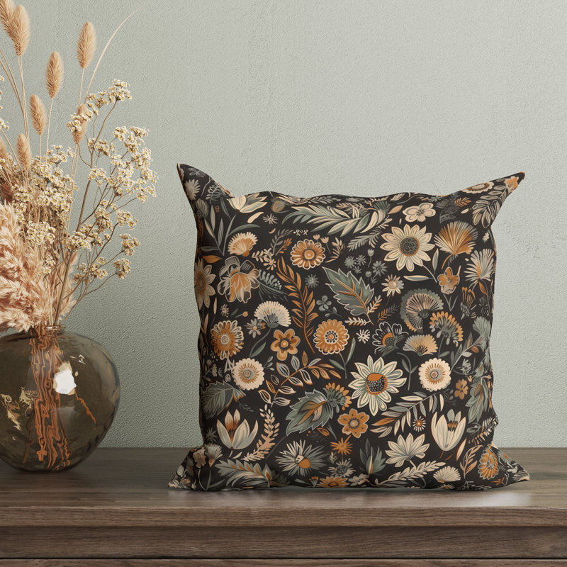 Housse de coussin réversible à motif floral Folk Maximalist, H 16 po x l 16 po