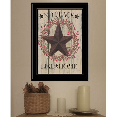No Place Like Home Wreath Framed Wall Art for Living Room, Home Wall Decor by Linda Spivey