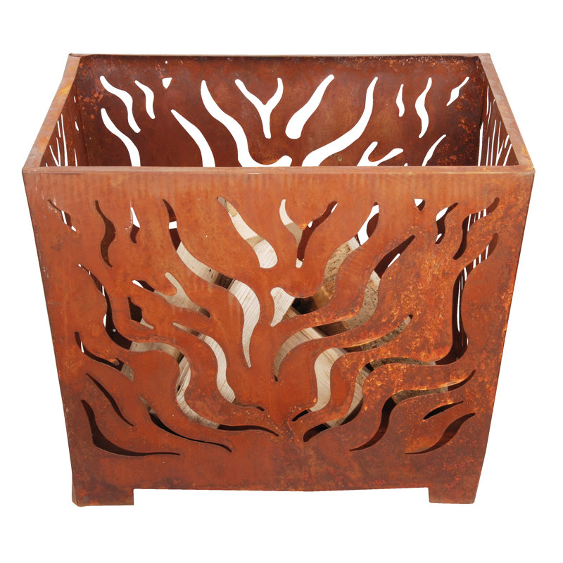 Square Rusty Firebasket, 45cm H x 60cm W x 60cm D