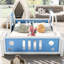 Lit plateforme bleu en forme de voiture pleine grandeur avec roulettes - Bois de pin et conception de voiture ludique-2039678459-2039678460
