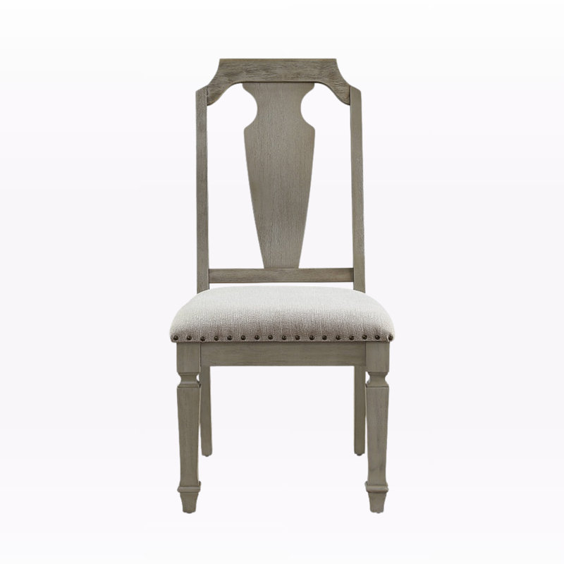 Chaise d'appoint Fenestra en lin beige et chêne vieilli (ensemble de 2)