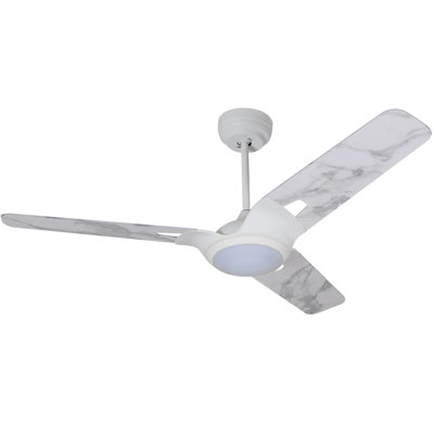 Ventilateur de plafond intelligent d'intérieur / extérieur de 56 pouces Hoffen, ensemble d'éclairage à DEL à intensité variable et télécommande, fonctionne avec l'assistant Google, Amazon Alexa et les raccourcis Siri.