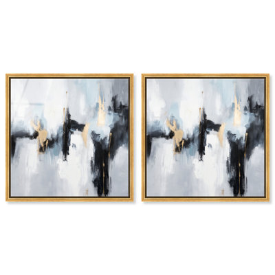 «Abstract Serenity», ensemble d'art mural encadré en acrylique imprimé à la géode bleue par Art Remedy, cadre doré, 20 x 20