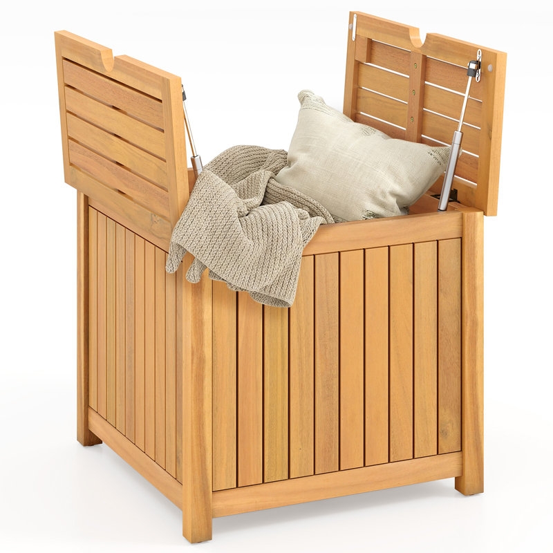  2-in-1 Outdoor Side Table w/Storage Umbrella Hole & Removable Base for Backyard