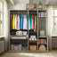 Armoire penderie 4 portes avec tringles suspendues, armoire à chaussures, miroir et tiroir-2037156507