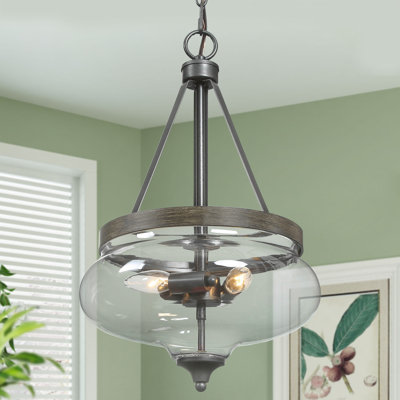 Kewaunee 3 - Light Drum Urn Kitchen Island Pendant Light with Glass Shade