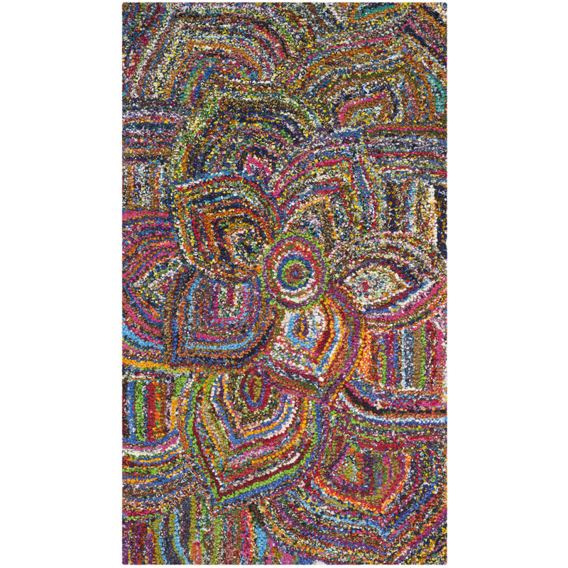 Anaheim Hand Tufted Cotton Floral Rug, Rectangle 5' x 8'