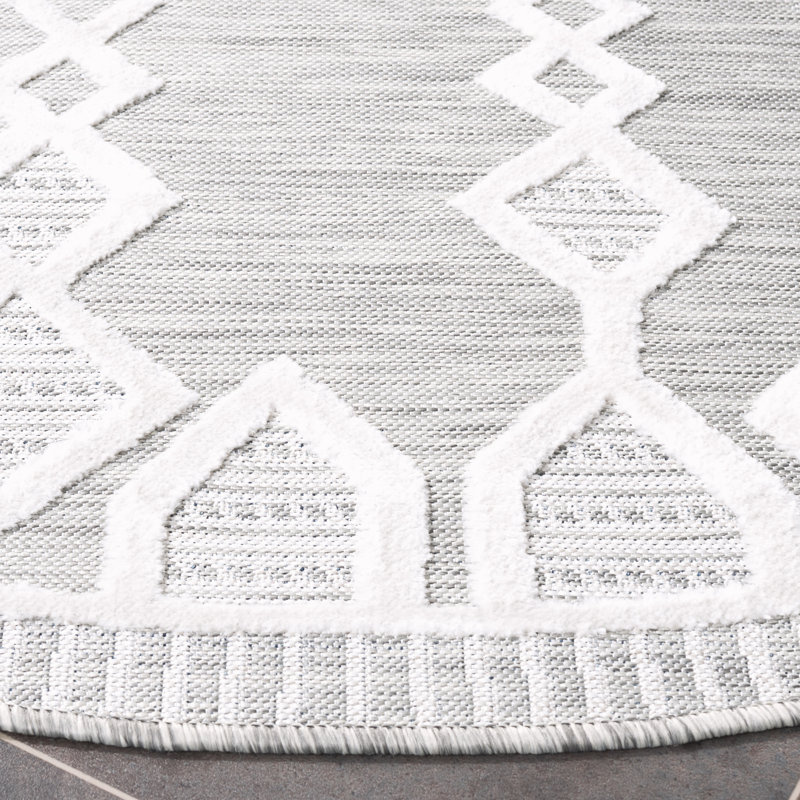 Kenenth Performance Geometric Indoor/Outdoor Area Rug, Round 6'5"