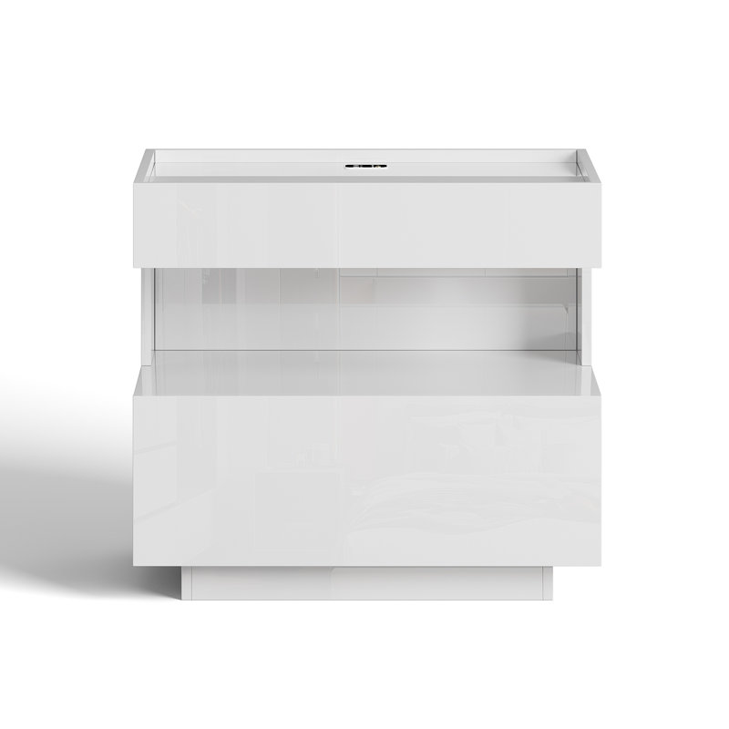 55cm W Manufactured Wood Bedside Table, White