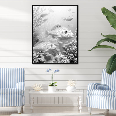 Monde de poissons monochrome gris et blanc I