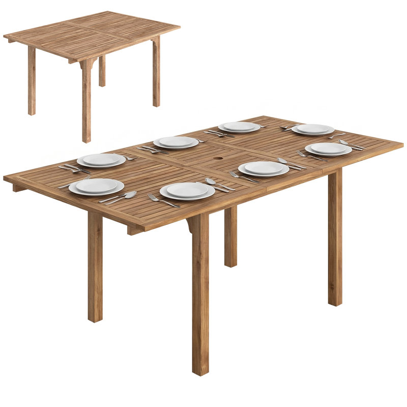 Outsunny Extending Garden Table 6-8 Seater 140/180x95x74 cm Natural