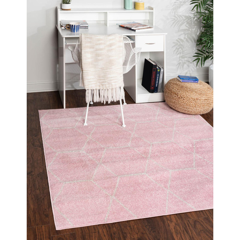 Tapis géométrique Debrodie, Carré 6 pi 1 po, Pink