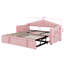 Lit de jour simple rembourré avec couchette escamotable, cadre en velours avec ports USB et 2 poches latérales-968937509