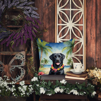 Coussin décoratif noir Labrador Retriever Luau