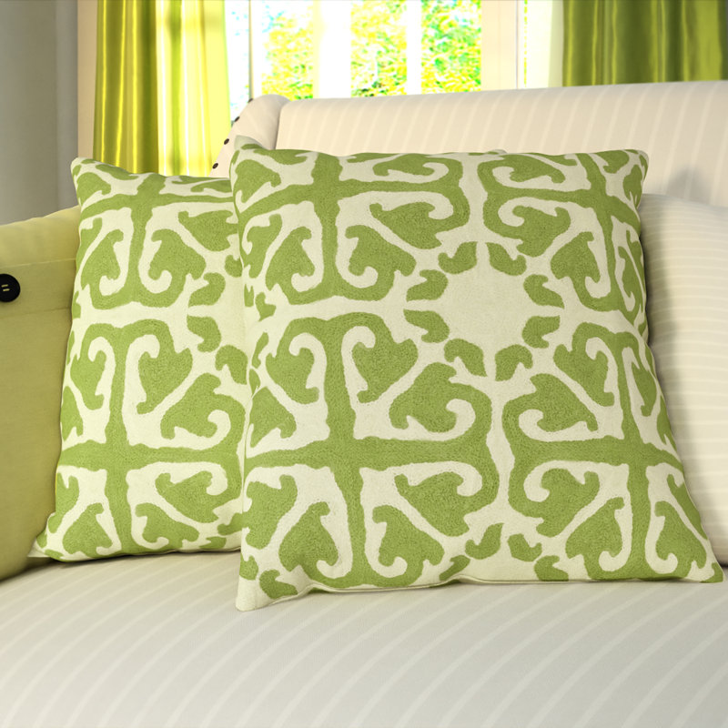 Embroidered Canvas Reversible Throw Pillow, 18" x 18", Caspar Black Wicked