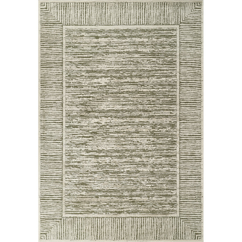 Tapis tissé à la machine Isborne , Vert/Ivoire, Rectangle de 10 pi x 14 pi