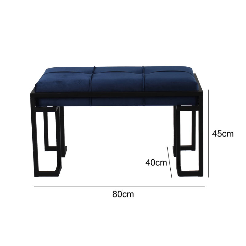 Velvet Upholstered Bench, Navy
