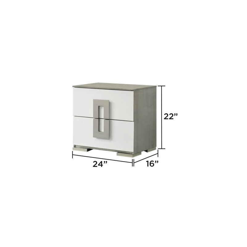 Table de chevet 2 en blanc - Finition épurée et espace de rangement pratique pour la chambre à coucher