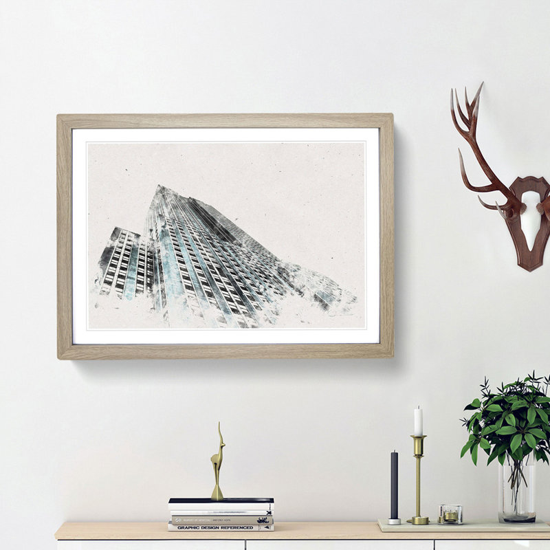 The Empire State Building - Picture Frame Painting Print, 36cm H x 48cm W x 2cm D, Walnut Framed