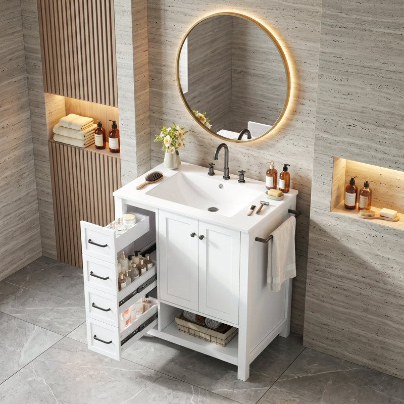 Meuble-lavabo 30 po avec comptoir d'évier, Blanc