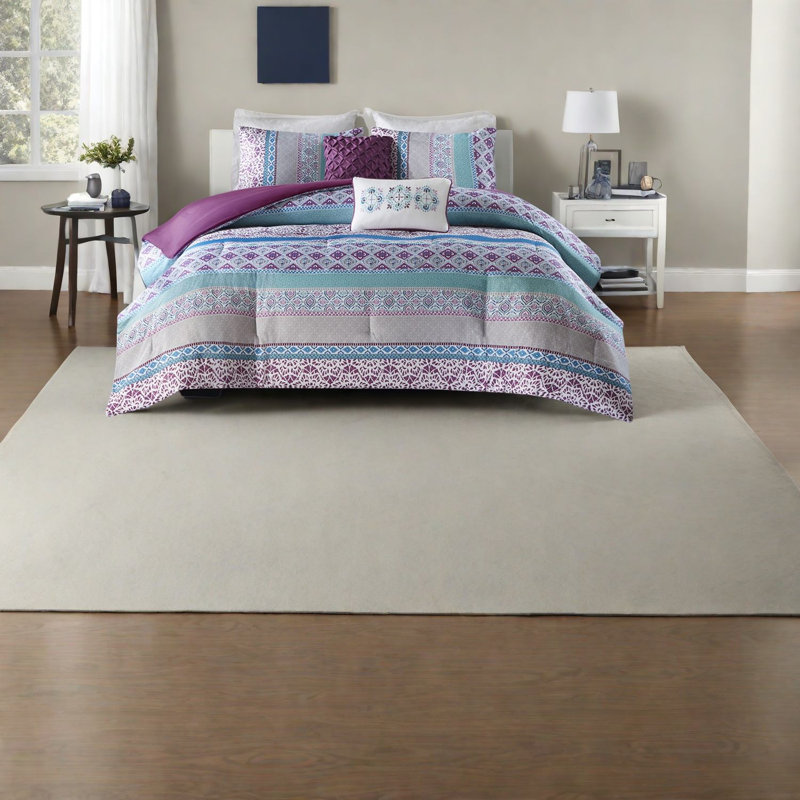 Ensembles de literie en microfibre mauve, style bohémien pour le confort de la maison