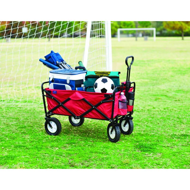 Red Steel Frame Collapsible Outdoor Utility Wagon