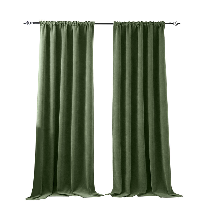 Double-Sided Chenille Curtains for Living Room Modern Window Treatment for Bedroom Blackout Curtains Drapes Room Darkening (Set of 2)