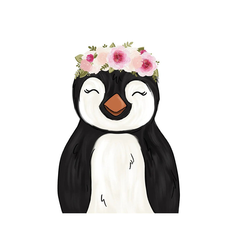 Floral Crown Penguin by Katie Bryant - Wrapped Canvas Gallery-Wrapped Canvas Giclée, 20.32 cm H x 30.48 cm W